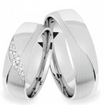 Argollas satinado y liso brillante con zircon Suizo blanco  en curva 5489