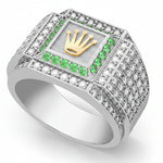ANILLO PARA HOMBRE CON CORONA ROLEX EN ORO Y PLATA