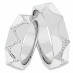 Argollas zit-zat con liso brillante, zircon suizo blanco 5484