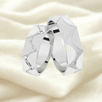 Argollas zit-zat con liso brillante, zircon suizo blanco 5484