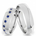 Argollas satinado y liso brillante zircon suizo azul y blanco 5479