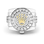 ANILLO PARA HOMBRE CON CORONA ROLEX EN ORO Y PLATA AHOP -34