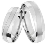 Argollas satinada y liso brillante zircon suizo blanco 5485