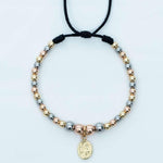 Pulseda tejida virgen milagrosa 3 oros balín #8 y #4