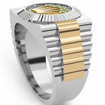 ANILLO PARA HOMBRE CON CORONA ROLEX EN ORO Y PLATA