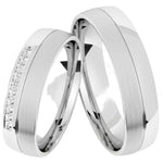 Argollas Satinado y liso brillante zircon suizo blanco 5467