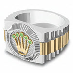 ANILLO PARA HOMBRE CON CORONA ROLEX EN ORO Y PLATA