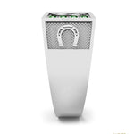 ANILLO EN PLATA 950 CON LETRA L PERSONALIZADA Y CIRCONES VERDES