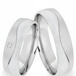 Argollas mate arenado incrustación de zircon suizo blanco 5481