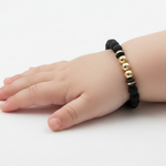 PULSERA NEGRA NEOPRENO CINTA SOLA CON BALÍN #4 PARA BEBÉ