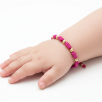 PULSERA Y TOBILLERA TEJIDA NUDOS Y BALÍN #3 PARA BEBÉ