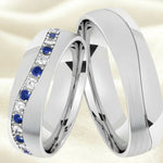 Argollas satinado y liso brillante zircon suizo azul y blanco 5479