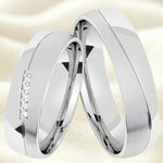 Argollas satinado y liso brillante zircon suizo blanco 5477