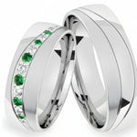 Argollas satinado y liso brillante zircon suizo verde Esmeralda y blanco 5476