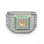 ANILLO PARA HOMBRE CON CORONA ROLEX EN ORO Y PLATA