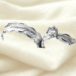 Argollas Promesa Diamantadas con figura de Hoja 5483