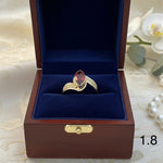 ANILLO DE DAMA HOJA DE LUZ VERDE 1.6 , ROJA 1.8 Y CRYSTAL 1.8 GR  REF 47