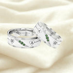 Argollas mate electrocardiograma superficial e iniciales zircon suizo verde esmeralda 5492